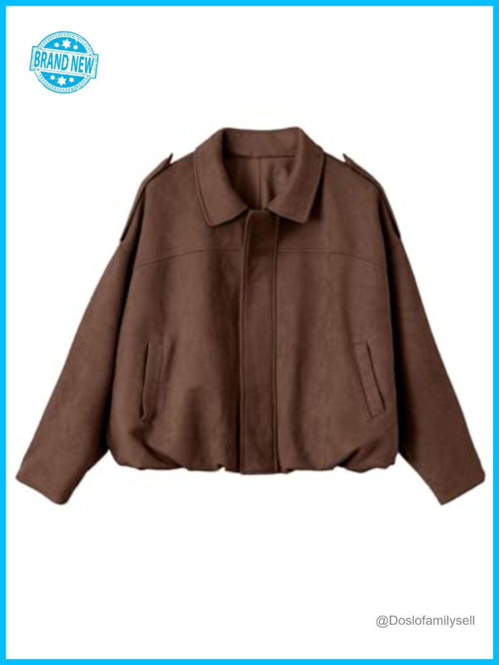 Faux Suede Cropped Bomber Jacket Women Fall Casual Zip Coat
